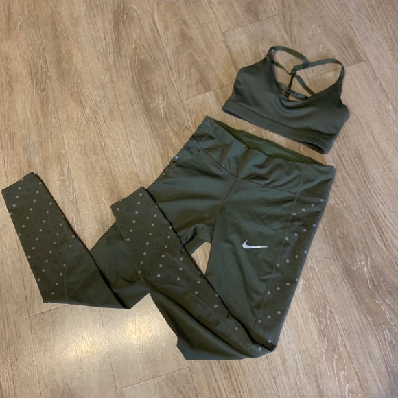 Nike Pants - Nike Olive Green Set (Top and Leggings)